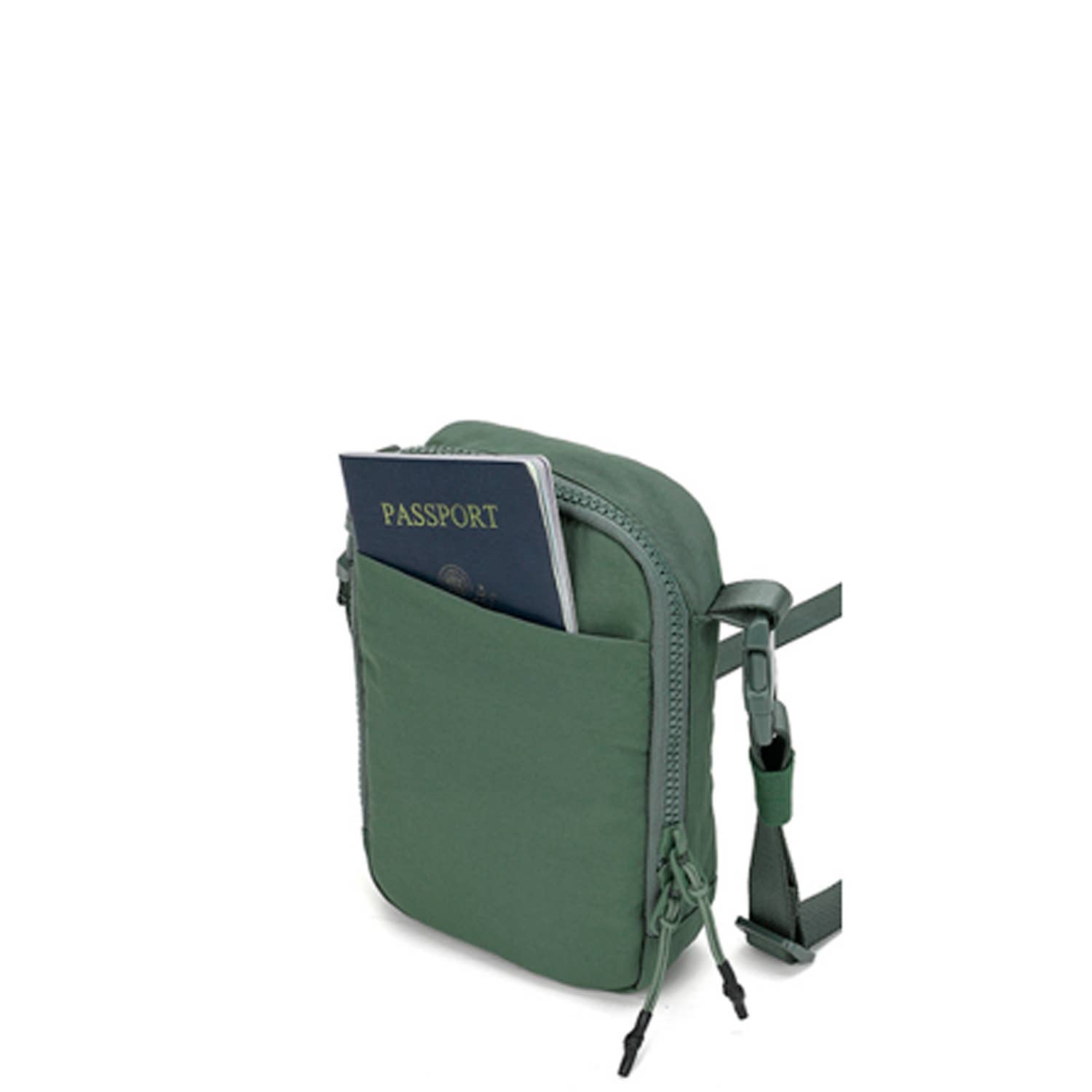 Clara Alternative Nylon Vertical Travel Size Sling Belt Bag: Bean Green