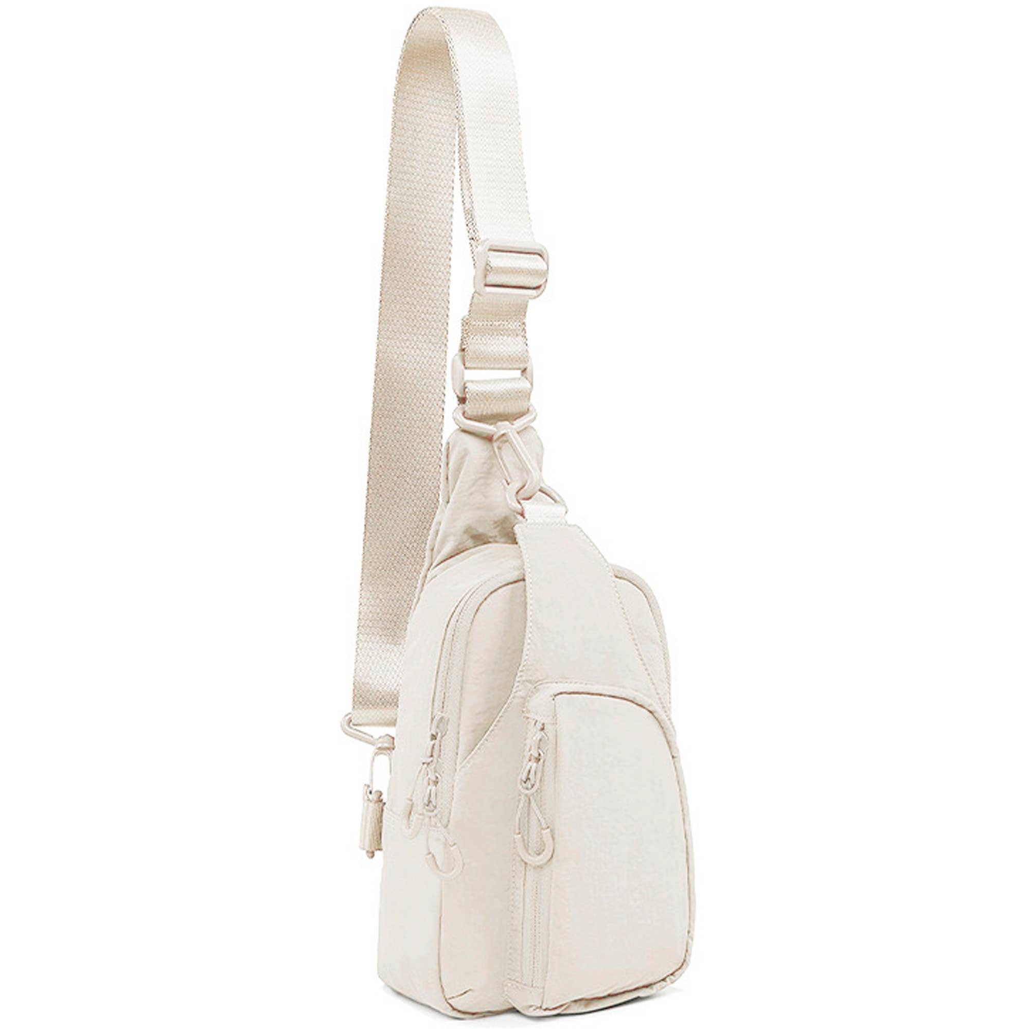 Julie's Nylon Sporty Crossbody Sling Bag: Ivory