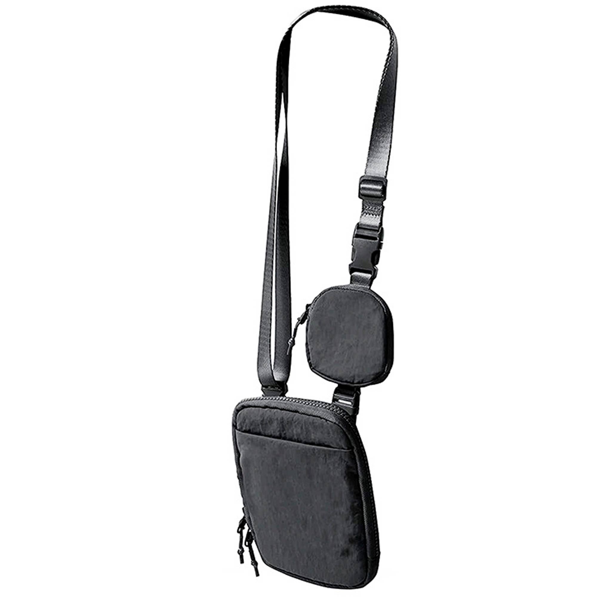 Betsie's Nylon Phone and Earphone Vertical Sling Belt Bag: Dark Grey