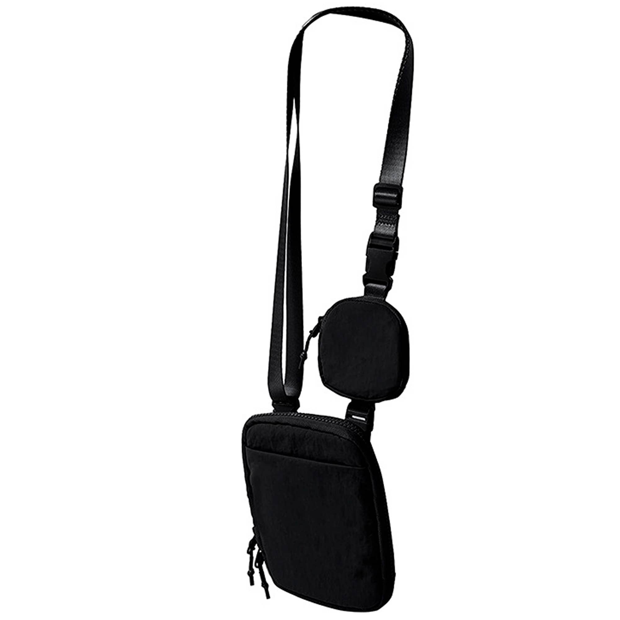 Betsie's Nylon Phone and Earphone Vertical Sling Belt Bag: Black