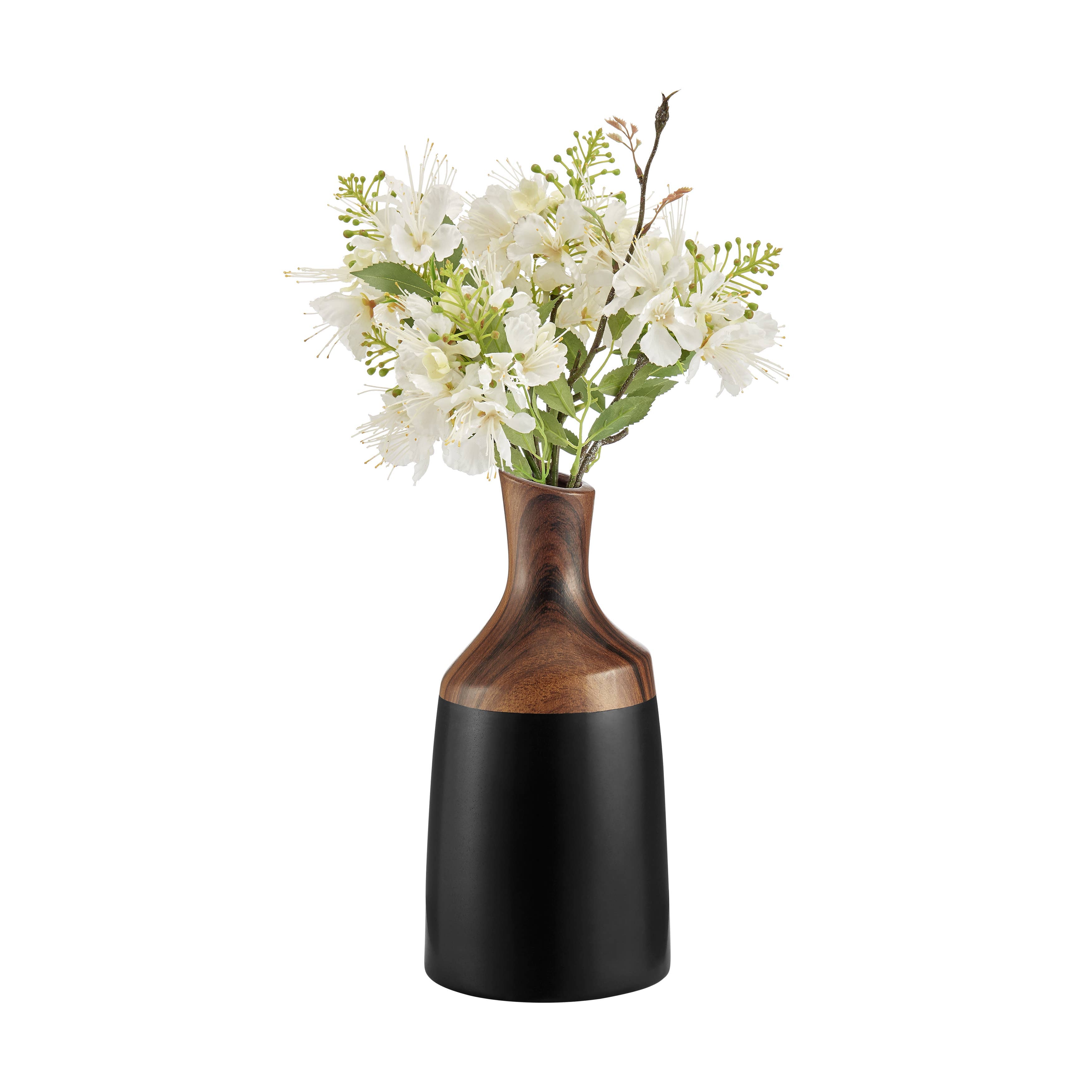 Milo Kande Carafe Two Tone Tabletop Vase Black and Walnut: Large