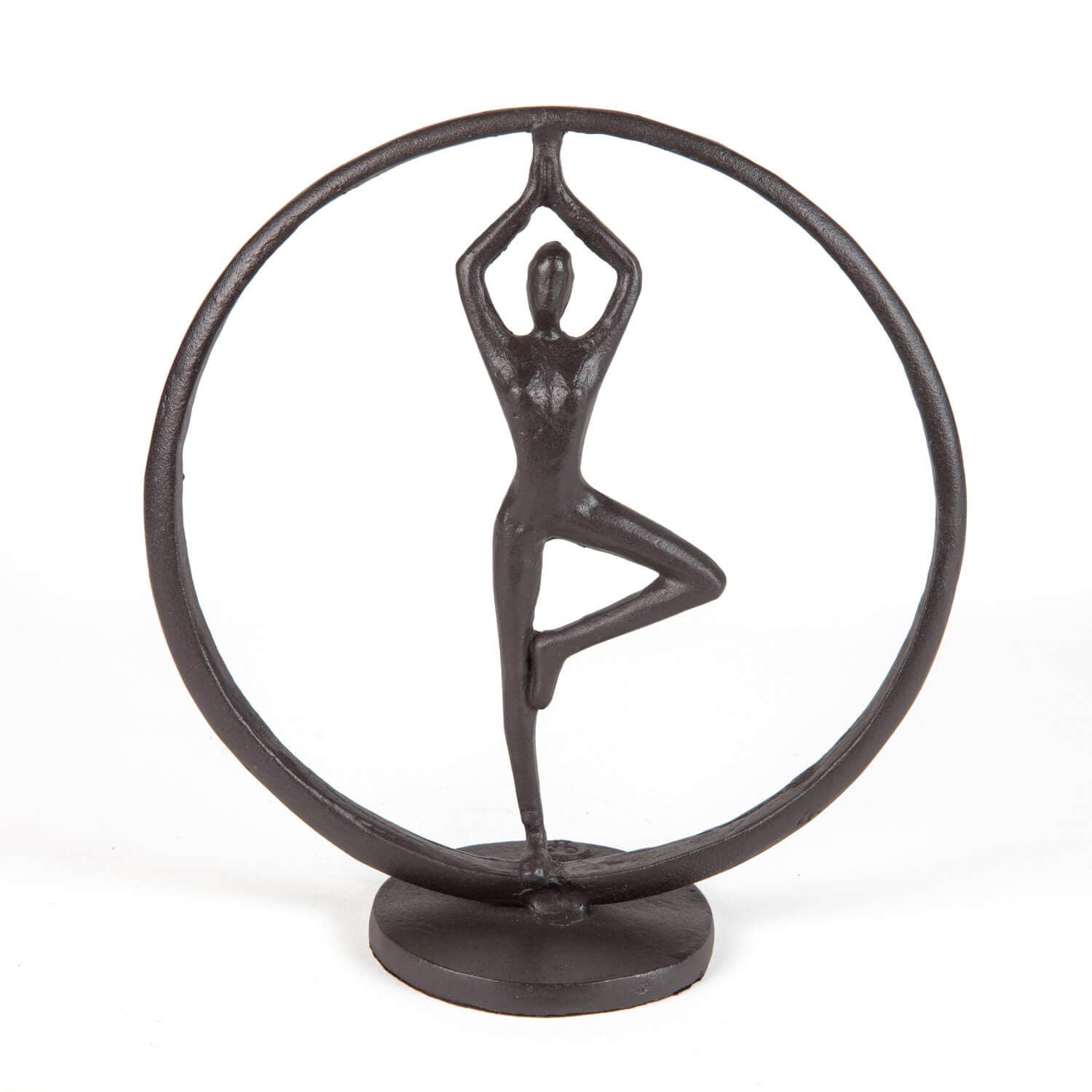 Yoga Tree Circle Cast Iron Sculpture