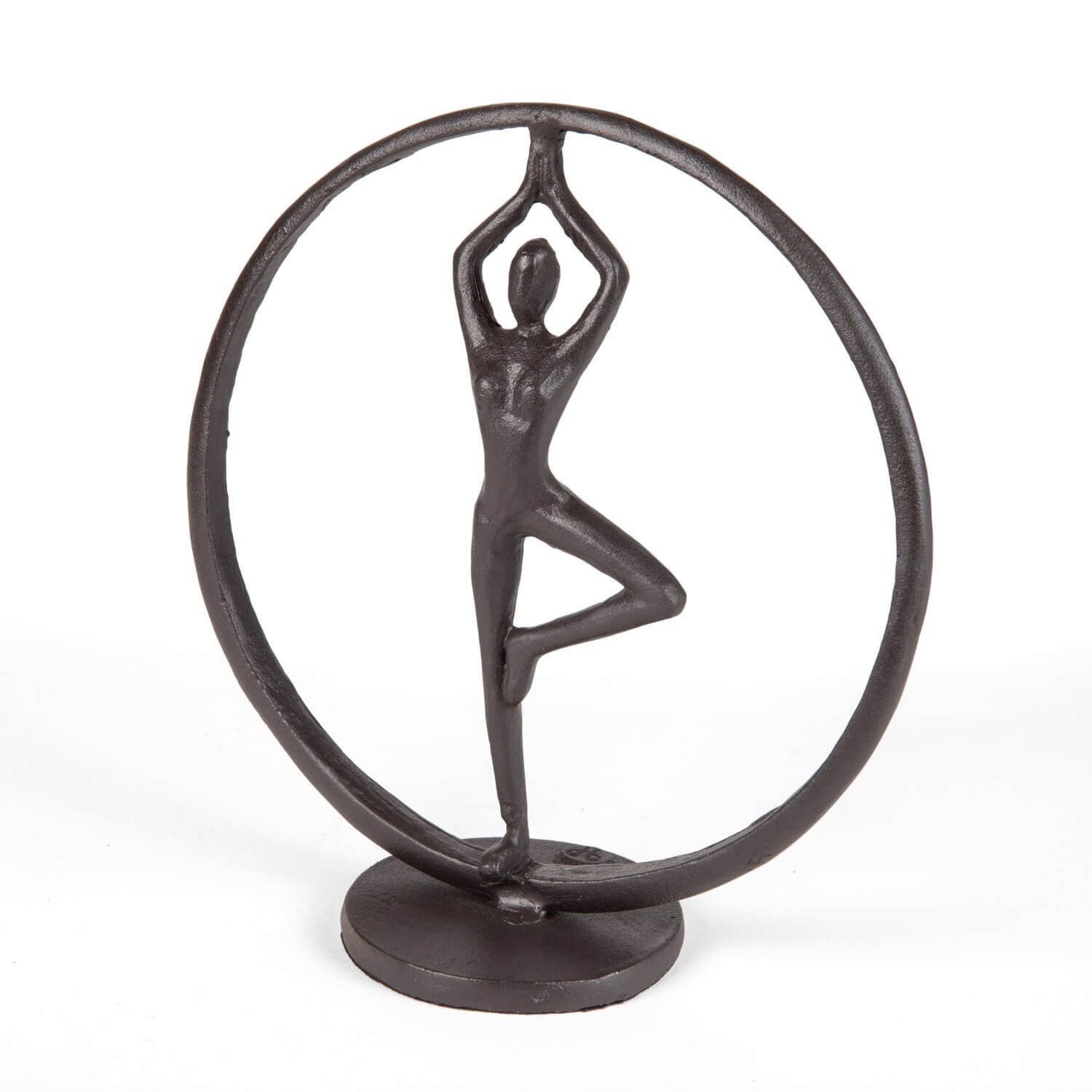 Yoga Tree Circle Cast Iron Sculpture