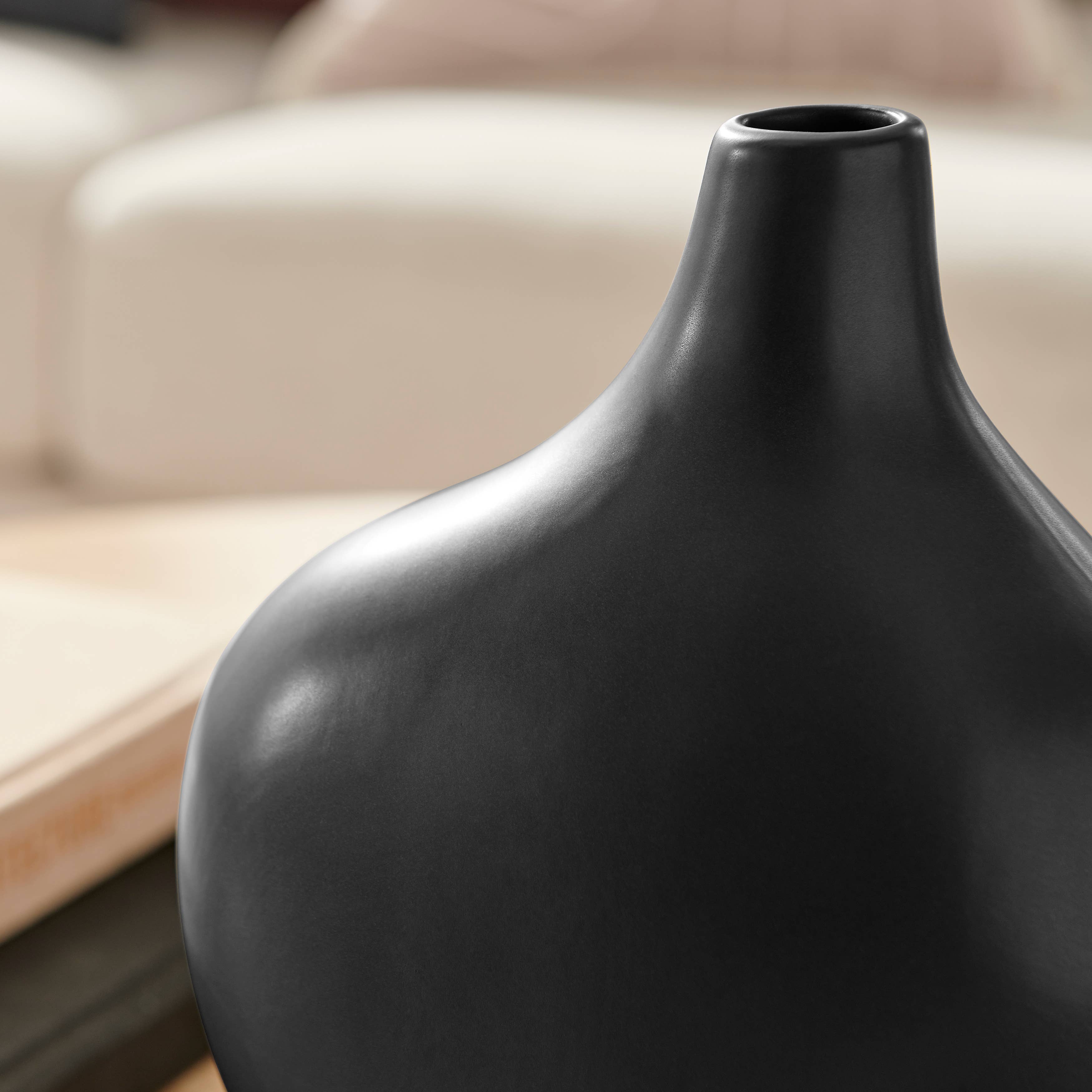 Milo Canteen Asymmetrical Two Tone Vase Black and Walnut