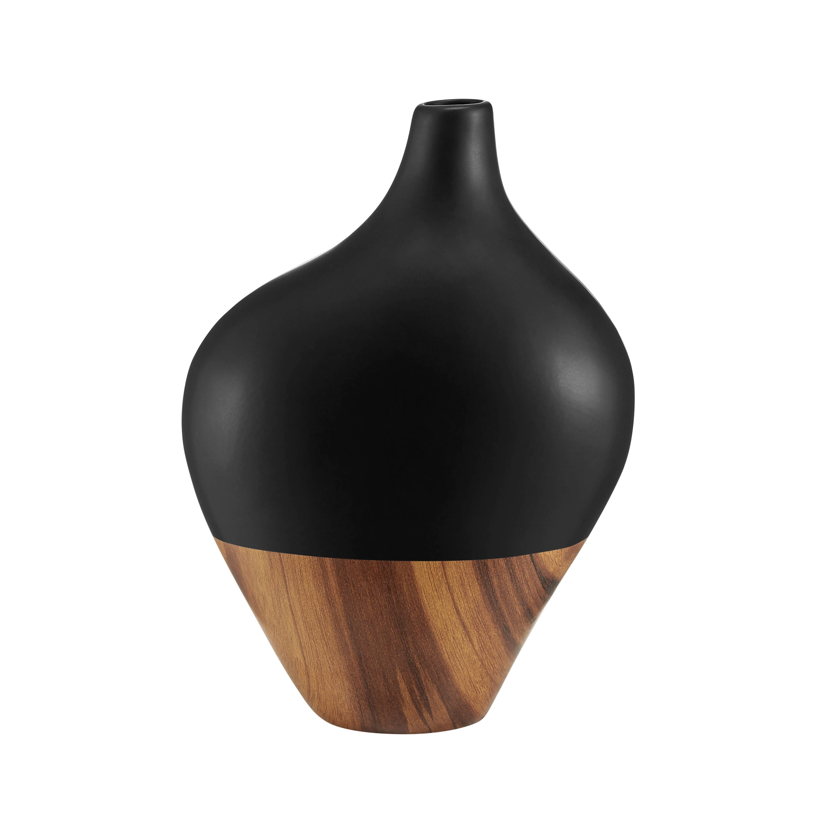 Milo Canteen Asymmetrical Two Tone Vase Black and Walnut