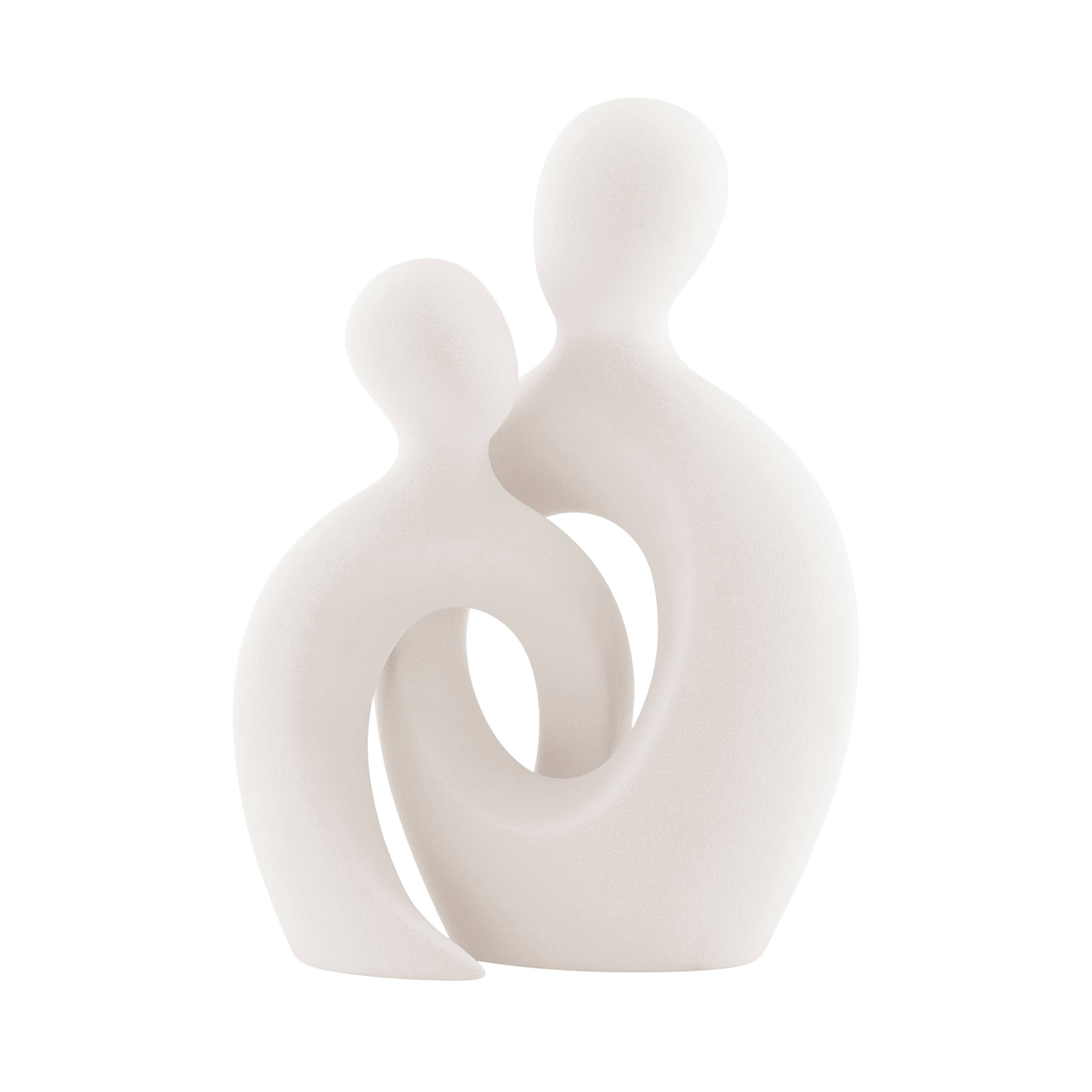 Hans Cream Intersecting Couple Matte Ceramic Sculpture