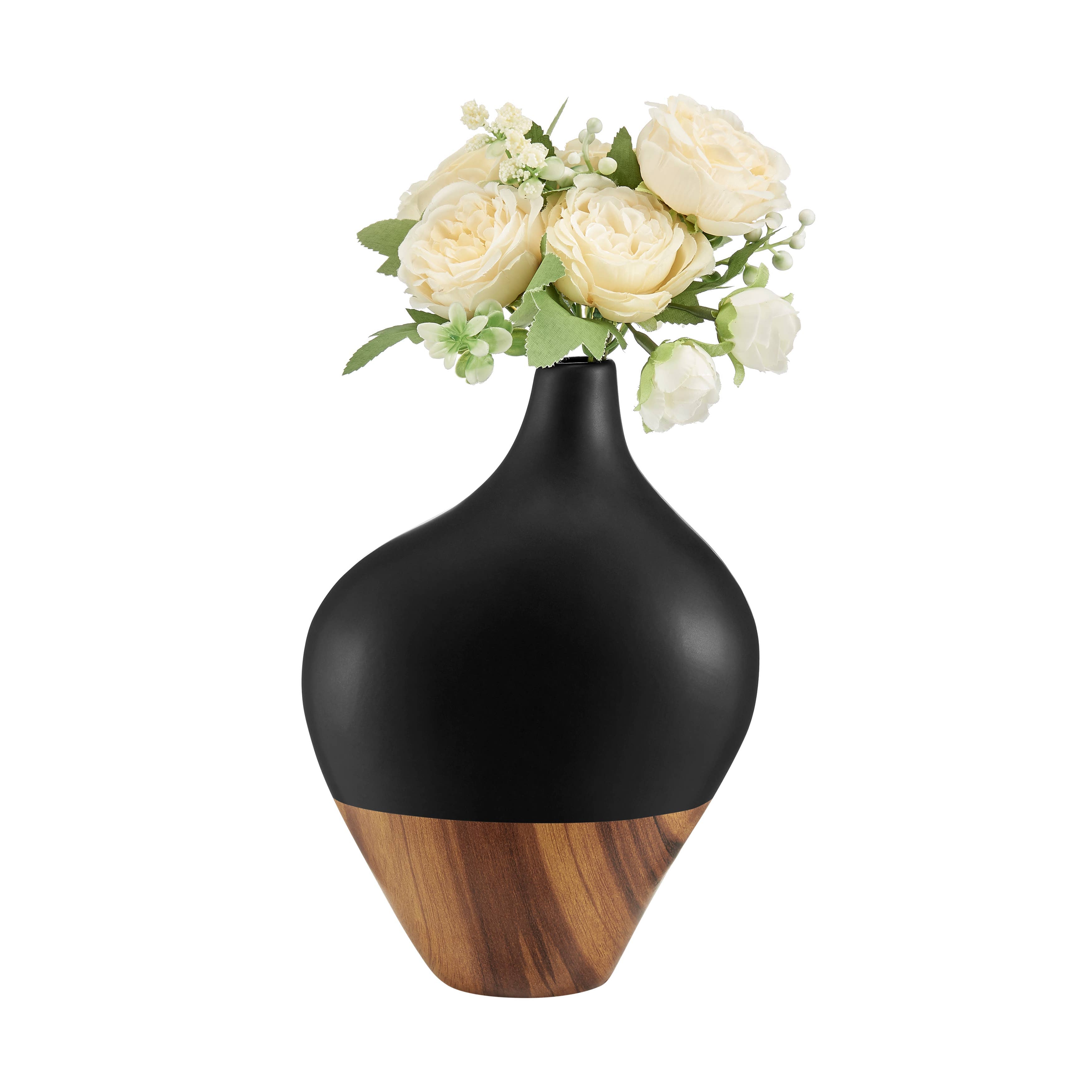 Milo Canteen Asymmetrical Two Tone Vase Black and Walnut