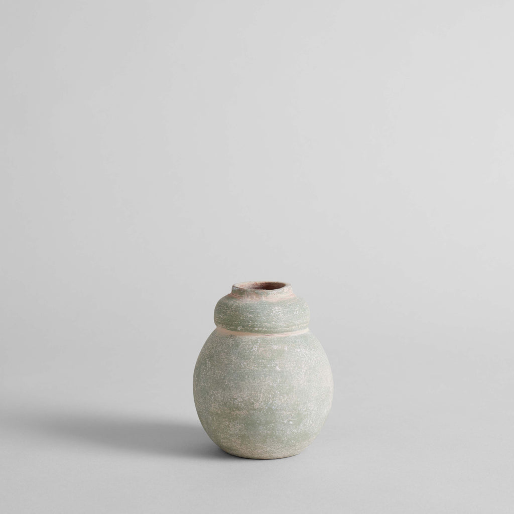 Short Greenwash Terra Cotta Bud Vase