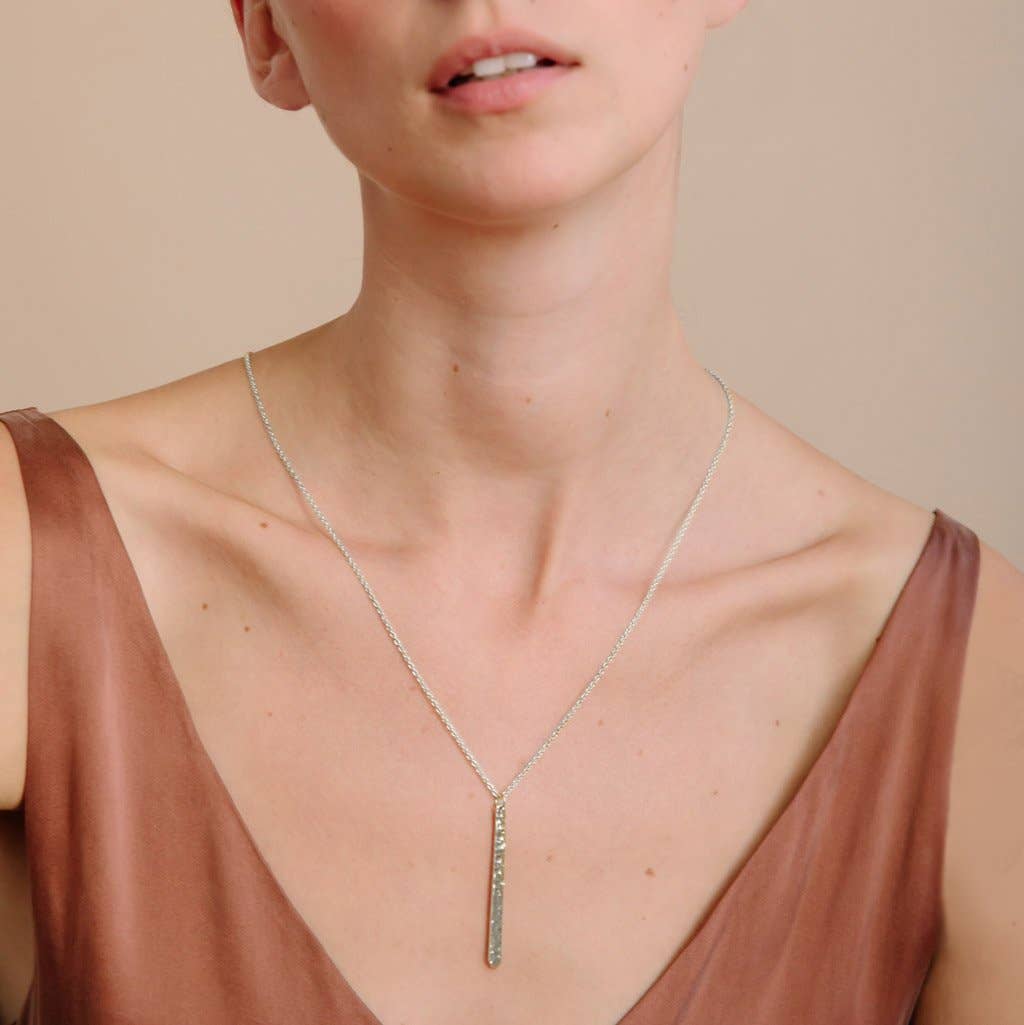 MULXIPLY - Minimal Stick Necklace | Hammered Sterling